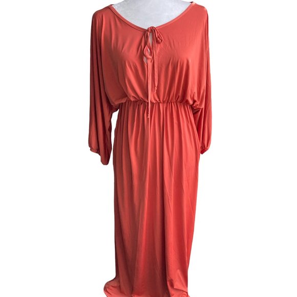 Dee & Ray Dresses & Skirts - Retro DEE & RAY 3/4 Sleeve Orange Maxi Dress. SZ M